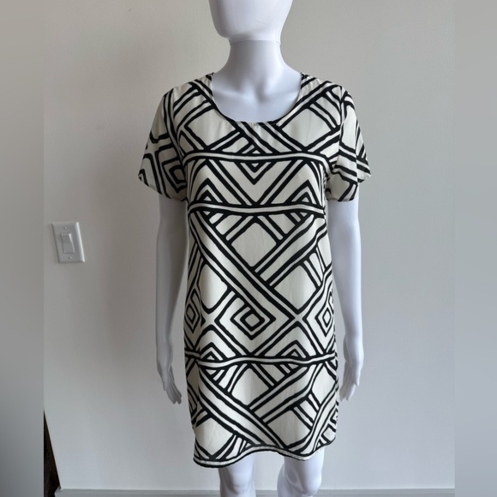 Black and White Geometric Pattern Dress